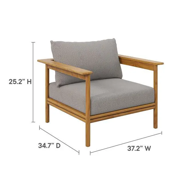 Alt view image 3 of 7 - Wren Outdoor Patio Teak Wood Armchair by Modway