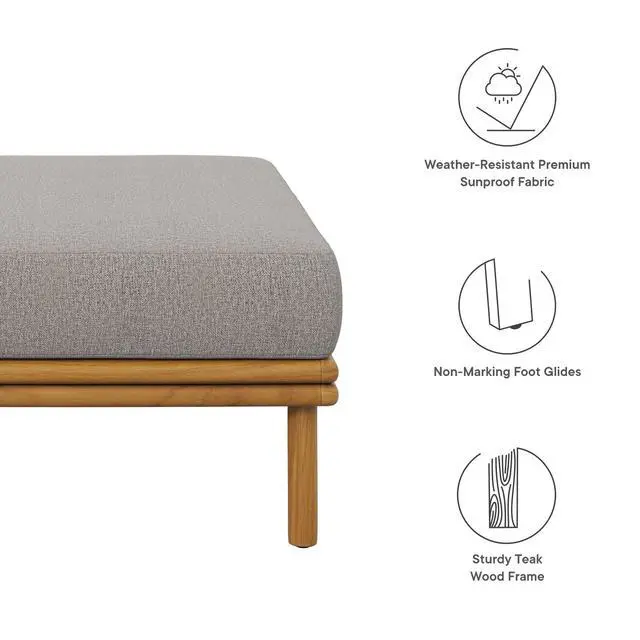 Alt view image 2 of 7 - Wren Outdoor Patio Teak Wood Ottoman by Modway