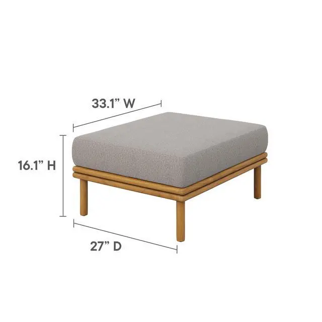 Alt view image 3 of 7 - Wren Outdoor Patio Teak Wood Ottoman by Modway