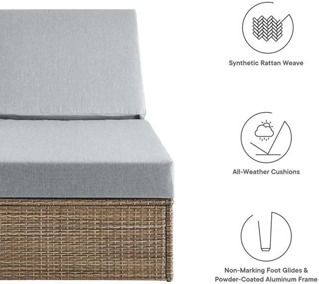 Alt view image 2 of 7 - Convene Outdoor Patio Chaise Lounge Chair by Modway
