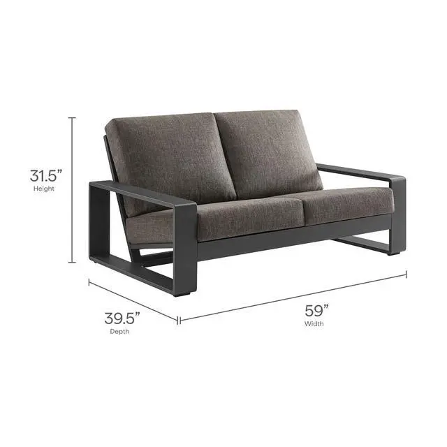 Alt view image 3 of 7 - Lirienne Outdoor Patio Aluminum Loveseat Collection