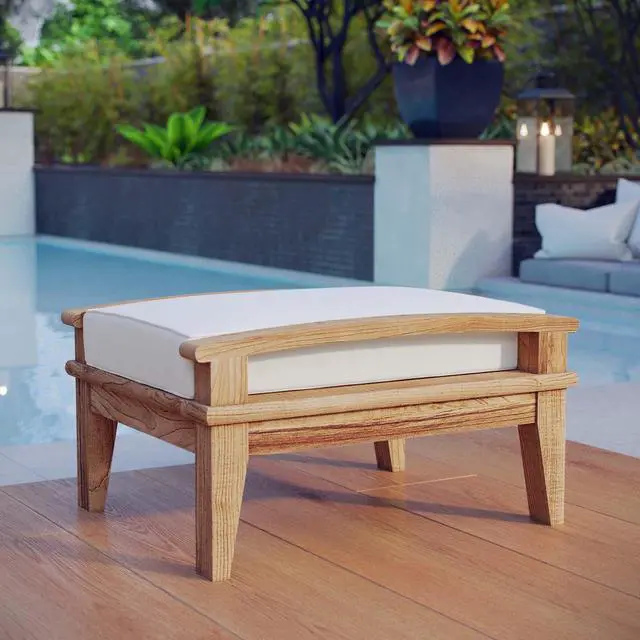 Alt view image 4 of 6 - Marina Outdoor Patio Teak Ottoman by Modway
