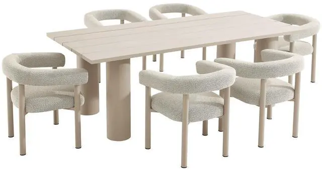 Main image of Nautica 7-Piece Rectangular Outdoor Patio Aluminum Dining Table and Chairs Set