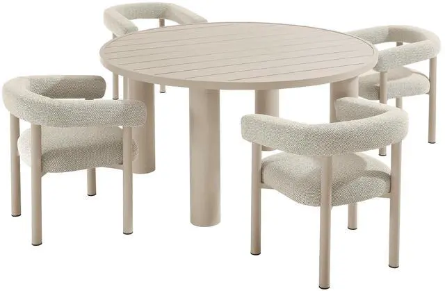 Main image of Nautica 5-Piece Round Outdoor Patio Aluminum Dining Table and Chairs Set