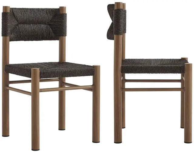 Main image of Parkland Outdoor Patio Rattan and Aluminum Dining Side Chairs Set of 2