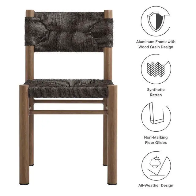 Alt view image 2 of 7 - Parkland Outdoor Patio Rattan and Aluminum Dining Side Chairs Set of 2