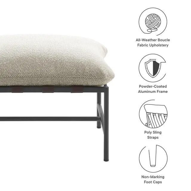 Alt view image 2 of 7 - Raya Outdoor Patio Boucle Ottoman