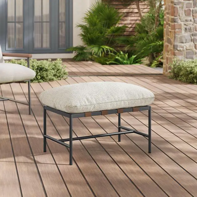 Alt view image 7 of 7 - Raya Outdoor Patio Boucle Ottoman