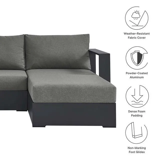 Alt view image 2 of 7 - Tahoe 2-Piece Outdoor Patio Powder-Coated Aluminum Right-Facing Chaise Sectional Sofa Set by Modway