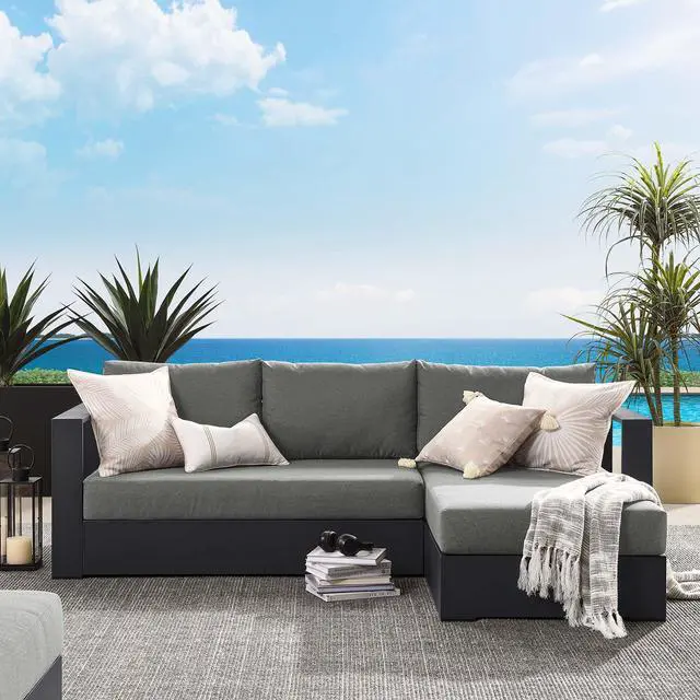 Alt view image 6 of 7 - Tahoe 2-Piece Outdoor Patio Powder-Coated Aluminum Right-Facing Chaise Sectional Sofa Set by Modway