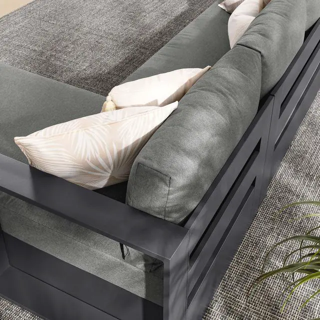 Alt view image 7 of 7 - Tahoe 2-Piece Outdoor Patio Powder-Coated Aluminum Right-Facing Chaise Sectional Sofa Set by Modway
