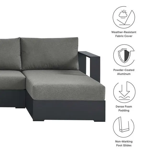 Alt view image 2 of 7 - Tahoe 4-Piece Outdoor Patio Powder-Coated Aluminum Sectional Sofa Set by Modway