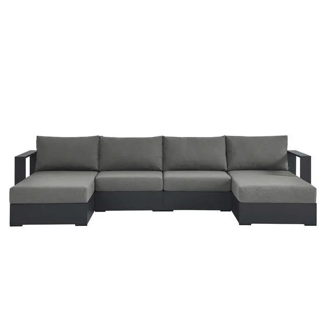 Alt view image 6 of 7 - Tahoe 4-Piece Outdoor Patio Powder-Coated Aluminum Sectional Sofa Set by Modway