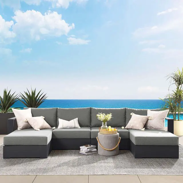 Alt view image 7 of 7 - Tahoe 4-Piece Outdoor Patio Powder-Coated Aluminum Sectional Sofa Set by Modway