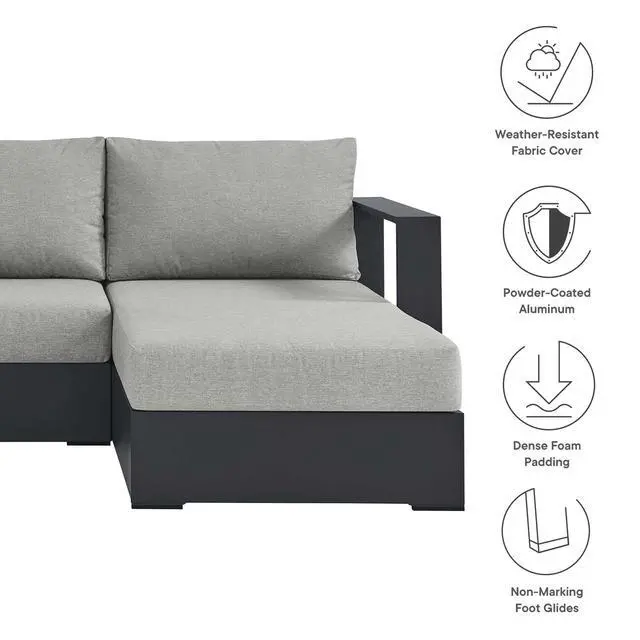 Alt view image 2 of 7 - Tahoe 3-Piece Outdoor Patio Powder-Coated Aluminum Right-Facing Chaise Sectional Sofa Set by Modway