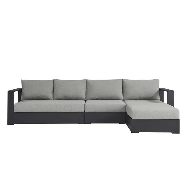 Alt view image 6 of 7 - Tahoe 3-Piece Outdoor Patio Powder-Coated Aluminum Right-Facing Chaise Sectional Sofa Set by Modway