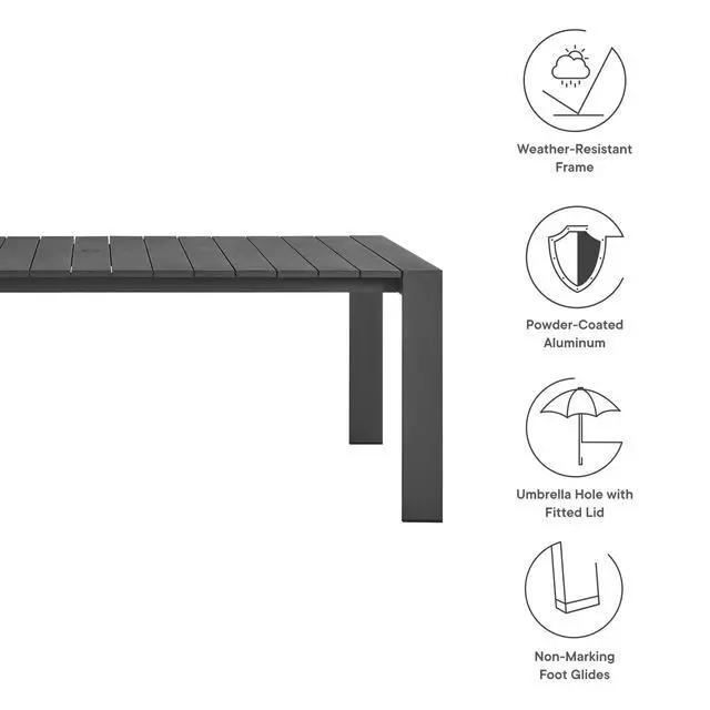 Alt view image 2 of 7 - Tahoe Rectangular Outdoor Patio Aluminum Dining Table