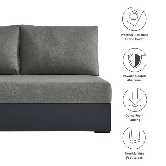 Alt view image 3 of 7 - Tahoe Outdoor Patio Powder-Coated Aluminum Modular Left-Facing Loveseat by Modway