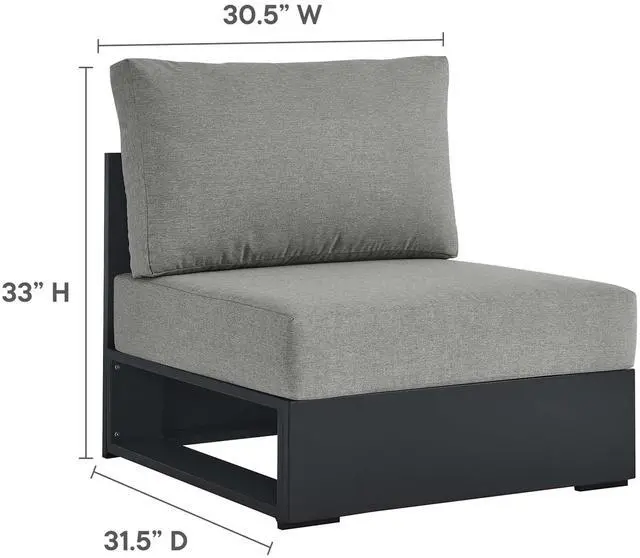Alt view image 3 of 7 - Tahoe Outdoor Patio Powder-Coated Aluminum Modular Armless Chair by Modway
