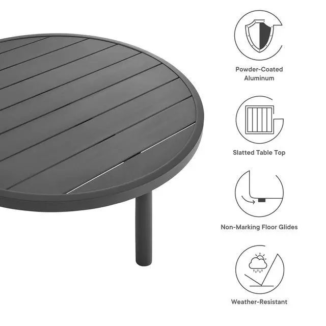 Alt view image 2 of 7 - Terrace 35" Outdoor Patio Aluminum Round Coffee Table