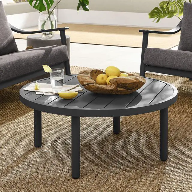 Alt view image 7 of 7 - Terrace 35" Outdoor Patio Aluminum Round Coffee Table