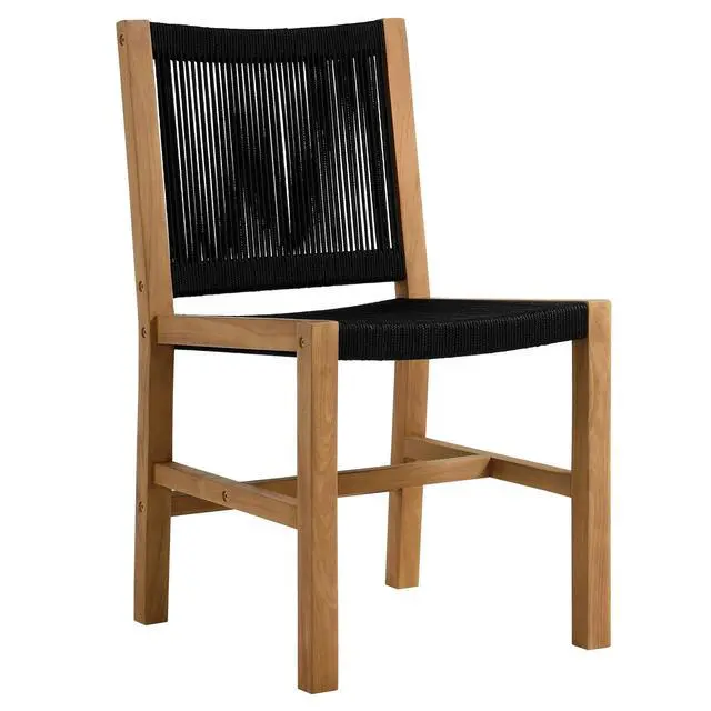 Alt view image 5 of 7 - Vienna 5-Piece Outdoor Patio Teak and Rope Dining Set with Armless Chairs by Modway