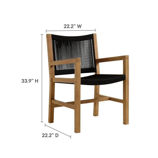 Alt view image 2 of 7 - Vienna 7-Piece Outdoor Patio Teak and Rope Dining Set with Armchairs by Modway