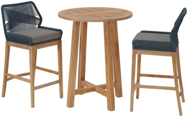 Main image of Wellspring 3-Piece Outdoor Patio Teak Wood Bar Set by Modway