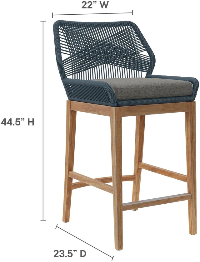 Alt view image 2 of 7 - Wellspring 3-Piece Outdoor Patio Teak Wood Bar Set by Modway