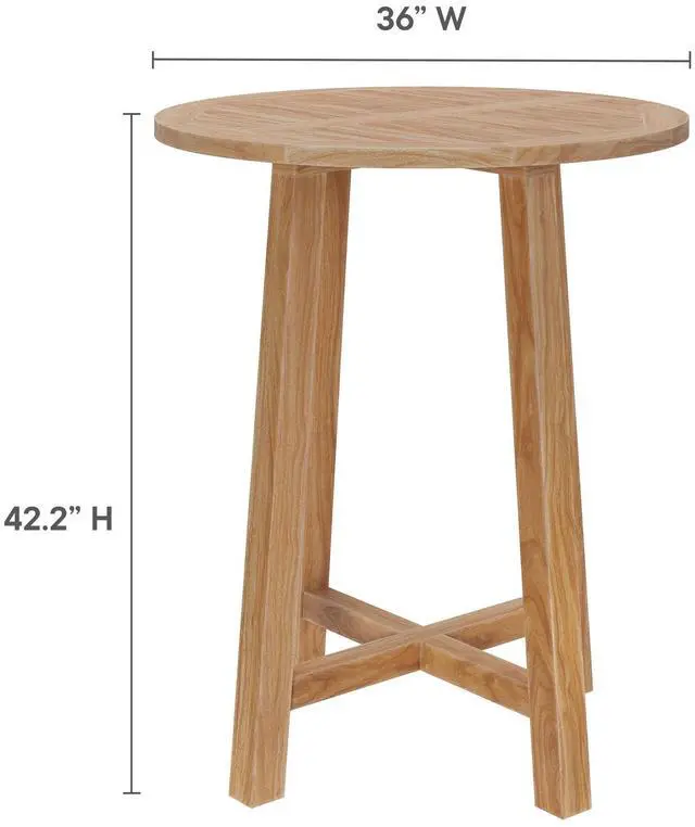 Alt view image 3 of 7 - Wellspring 3-Piece Outdoor Patio Teak Wood Bar Set by Modway