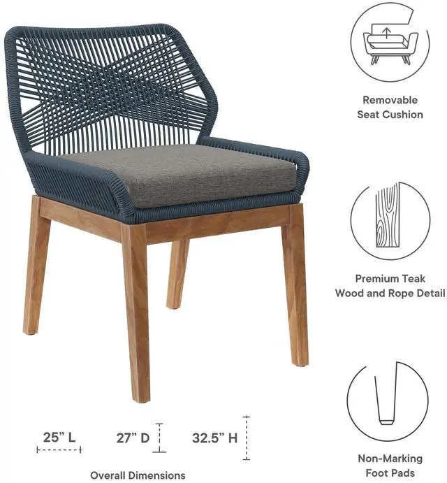Alt view image 11 of 13 - Wellspring Outdoor Patio Teak Wood Dining Chair