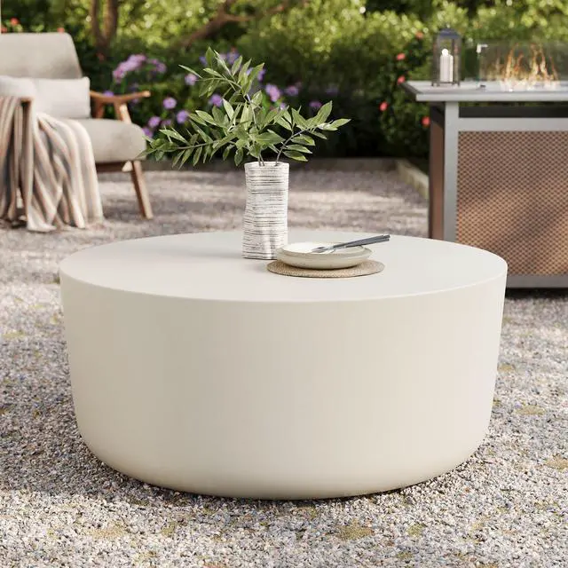 Alt view image 7 of 7 - Brion Round Indoor - Outdoor Patio Concrete Coffee Table
