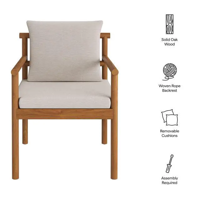 Alt view image 2 of 7 - Eleni Outdoor Patio Teak Wood Rope Dining Chair by Modway