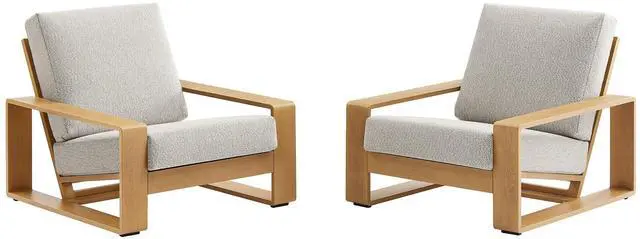 Main image of Lirienne Outdoor Patio Aluminum Faux Wood Armchairs Set of 2
