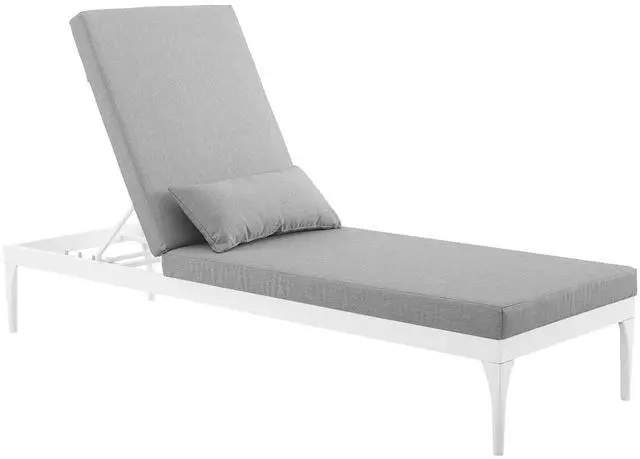 Main image of Perspective Cushion Outdoor Patio Chaise Lounge Chair White Gray
