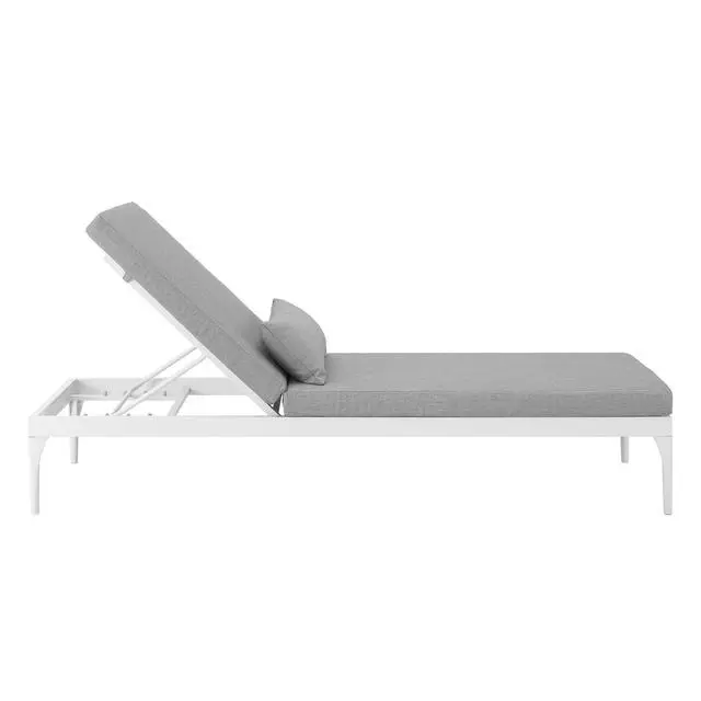 Alt view image 2 of 7 - Perspective Cushion Outdoor Patio Chaise Lounge Chair White Gray
