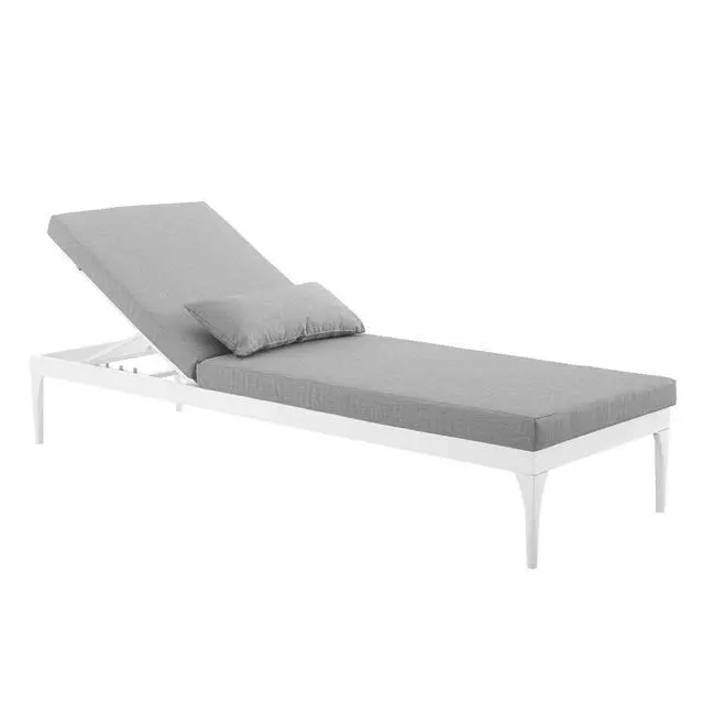 Alt view image 5 of 7 - Perspective Cushion Outdoor Patio Chaise Lounge Chair White Gray