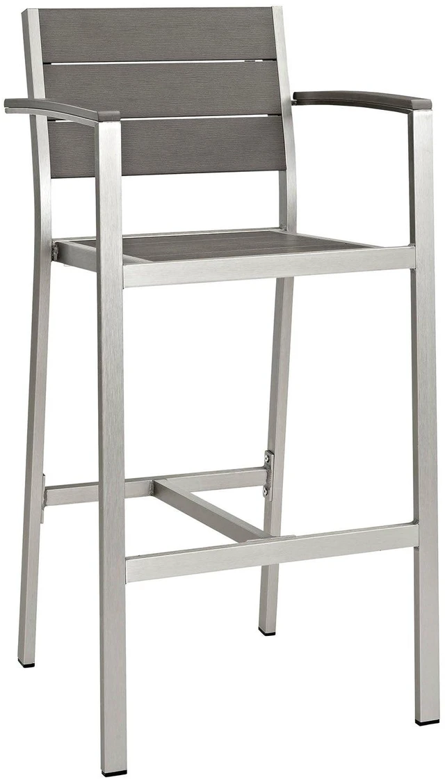 Alt view image 5 of 8 - Shore Outdoor Patio Aluminum Bar Stool - Silver Gray