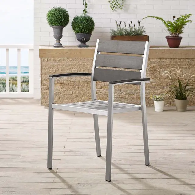 Alt view image 4 of 7 - Shore Outdoor Patio Aluminum Dining Armchair and Bar Stool Set of 2