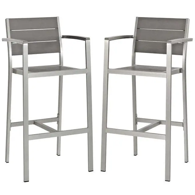 Alt view image 5 of 7 - Shore Outdoor Patio Aluminum Dining Armchair and Bar Stool Set of 2