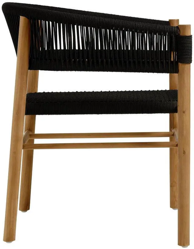 Alt view image 7 of 7 - Vienna 5-Piece Outdoor Patio Teak and Rope Dining Set with Curved-Back Armchairs by Modway