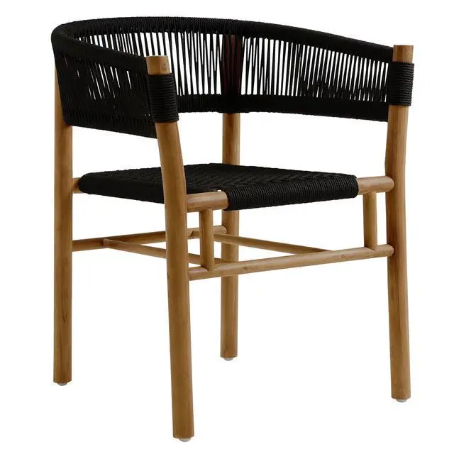 Alt view image 5 of 7 - Vienna 7-Piece Outdoor Patio Teak and Rope Dining Set with Curved-Back Armchairs by Modway