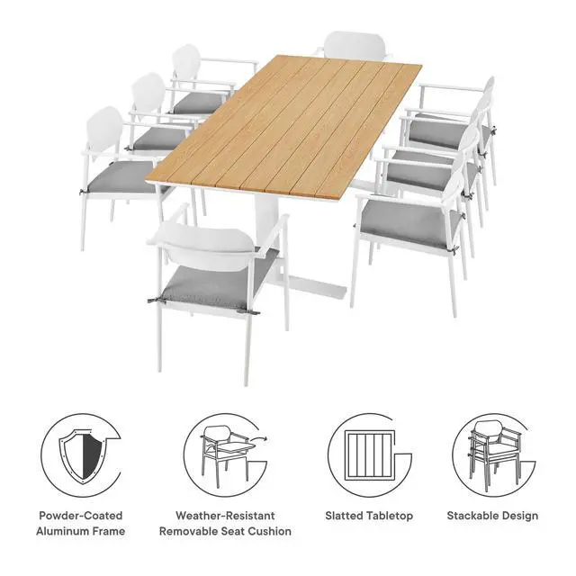 Alt view image 4 of 7 - Aeris 9-Piece Outdoor Patio Aluminum Dining Set