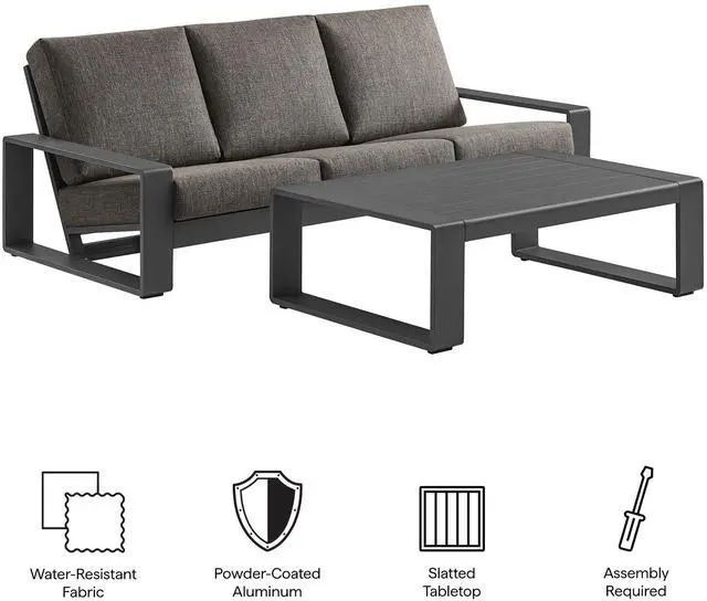 Alt view image 2 of 7 - Lirienne 2-Piece Outdoor Patio Aluminum Furniture Set by Modway Modern Design