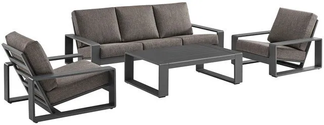 Alt view image 3 of 7 - Lirienne 4-Piece Outdoor Patio Aluminum Furniture Set by Modway, Modern Design