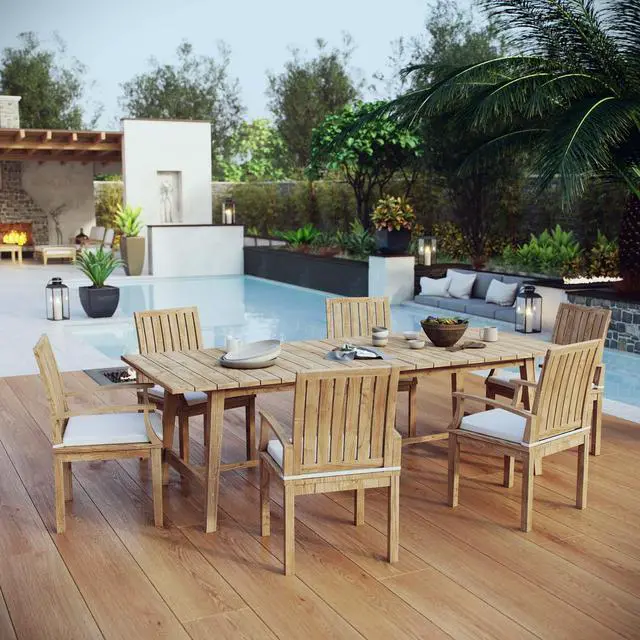 Alt view image 7 of 7 - Marina 7 Piece Outdoor Patio Teak Dining Set