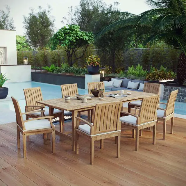 Alt view image 7 of 7 - Marina 9 Piece Outdoor Patio Teak Dining Set