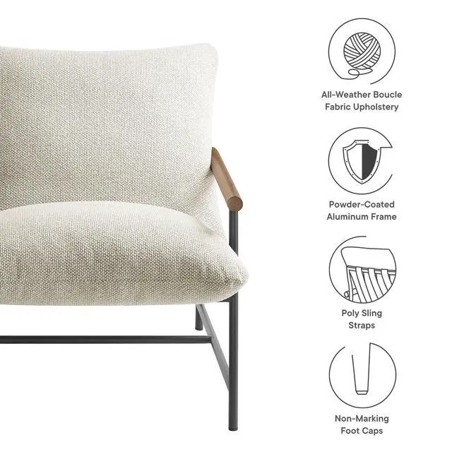 Alt view image 2 of 7 - Raya Outdoor Patio Boucle Sling Lounge Chair by Modway