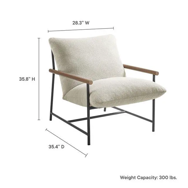 Alt view image 3 of 7 - Raya Outdoor Patio Boucle Sling Lounge Chair by Modway