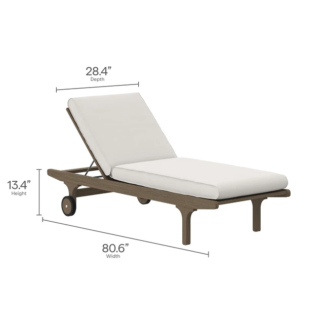 Alt view image 3 of 7 - Saratoga Outdoor Patio Teak Wood 3-Piece Chaise Lounge Furniture Set by Modway